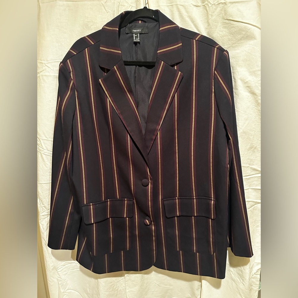 Forever 21 Medium Blazer Navy Maroon